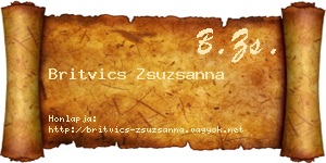 Britvics Zsuzsanna névjegykártya